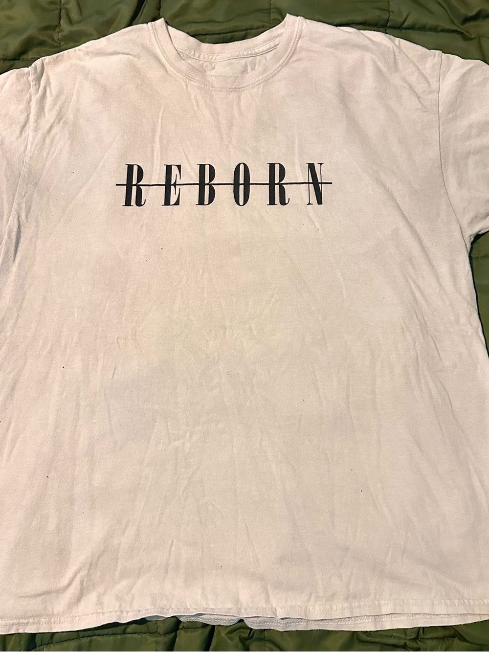 Fashion Nova White 'REBORN' Graphic Crew Tee